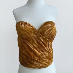 Vintage La Perla gold pleated strapless corset bustier